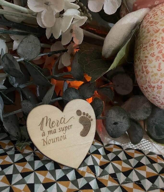 Magnet coeur empreinte de pied merci nounou