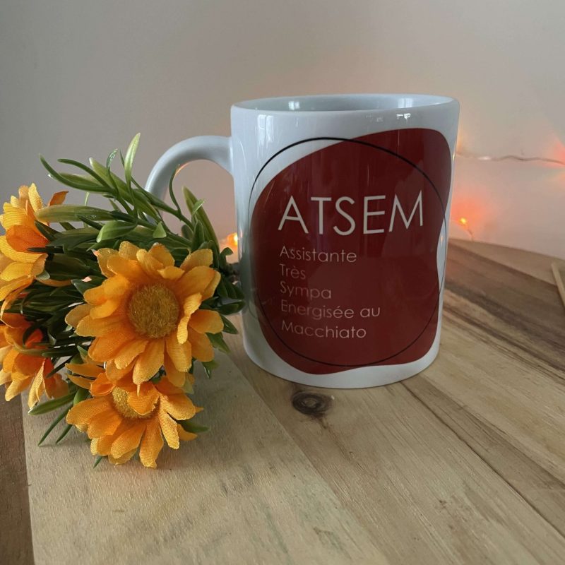 Mug ATSEM Assistante Très Sympa énergisée au Macchiato
