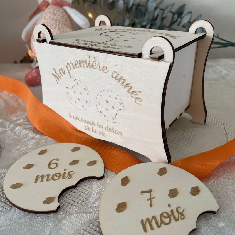 Boîte et cartes étapes en forme de cookies
