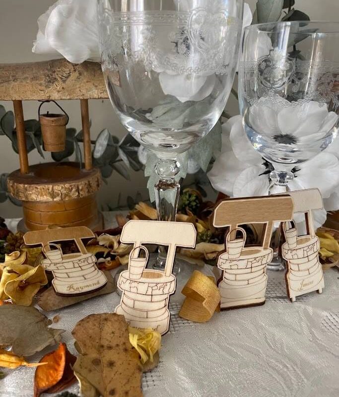 Marque-place Puits en Bois ( lot de 32)